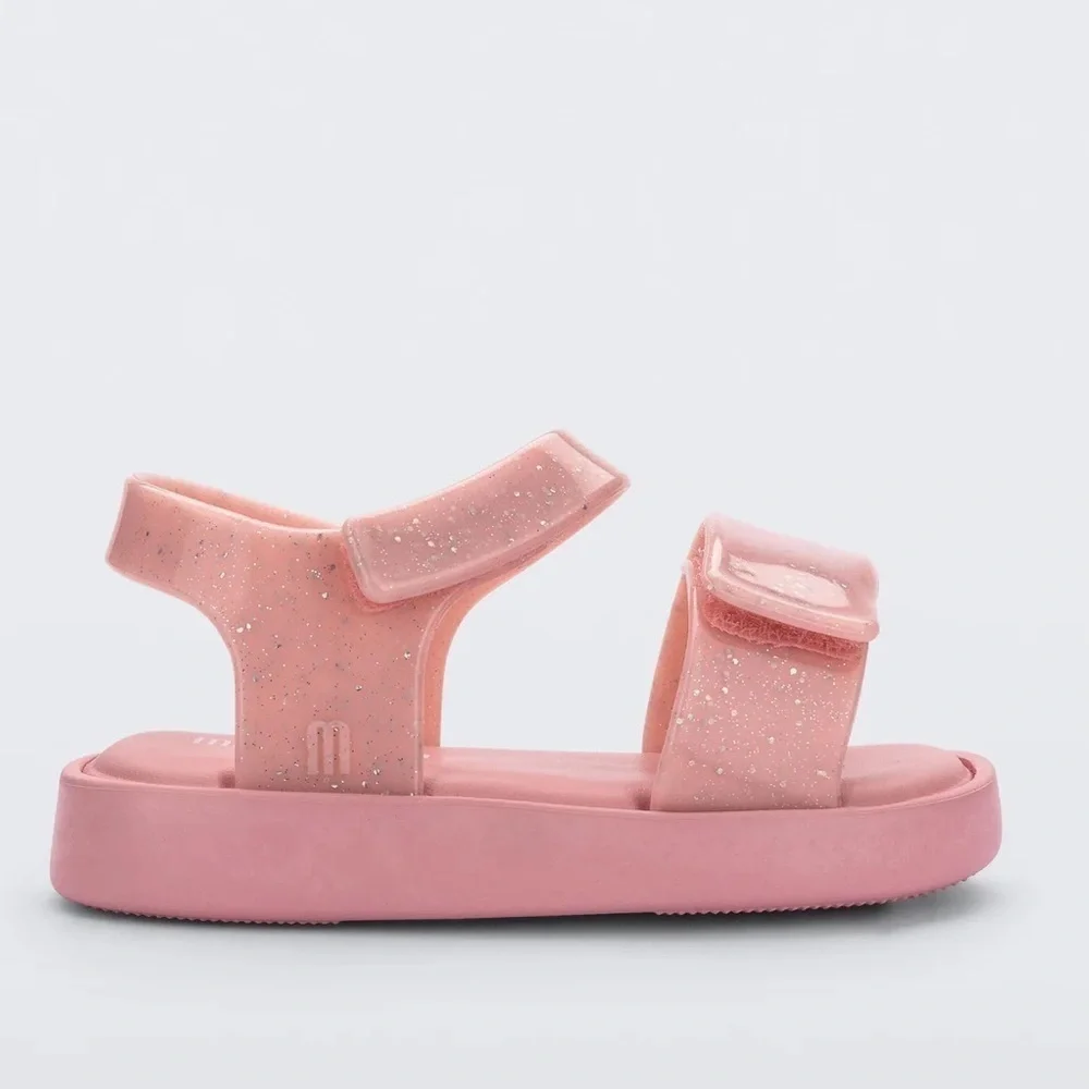 Mini Melissa Jump Sandals Pink Glitter Jelly Shoes Sz 6